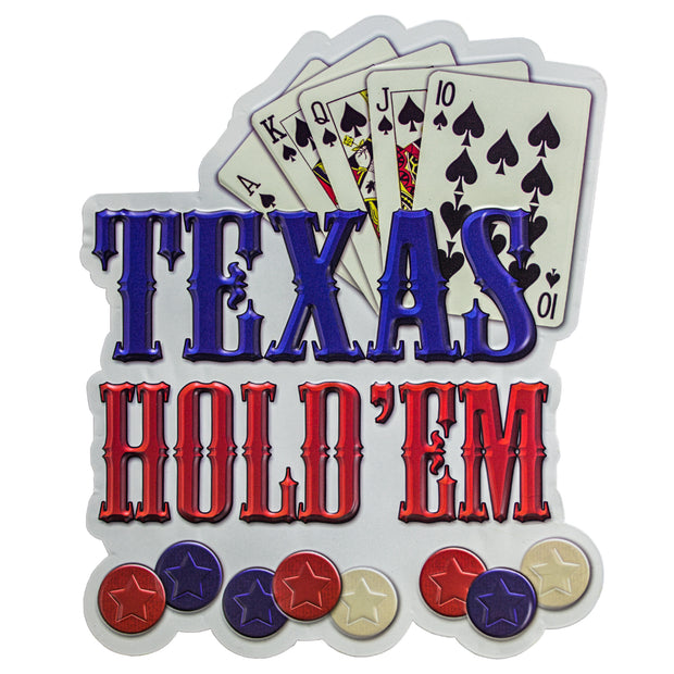 Texas Hold'em Embossed Metal Sign