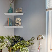 Beveled Wood Floating Corner Shelves (Set of 2) - White
