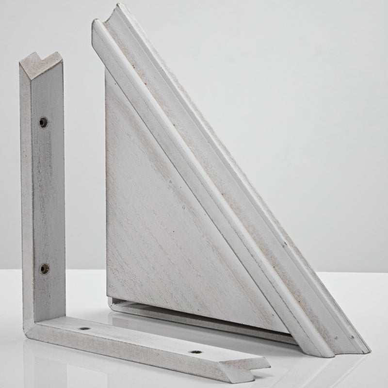 Beveled Wood Floating Corner Shelves (Set of 2) White