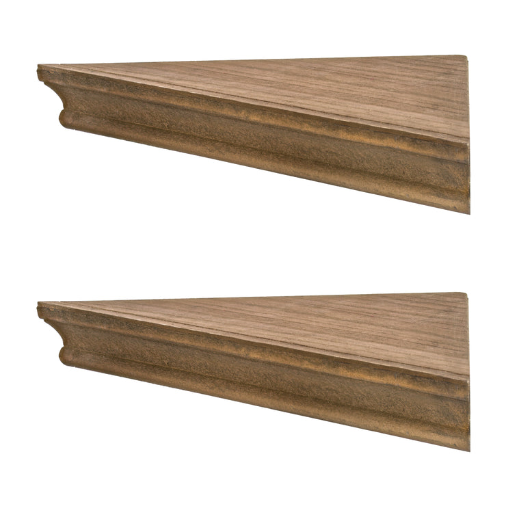 Beveled Wood Floating Corner Shelves (Set of 2) - Walnut Brown