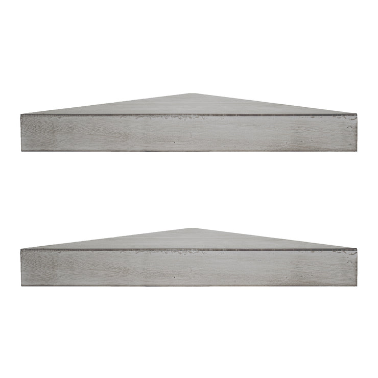 Wood Floating Corner Shelves (Set of 2) - Grey