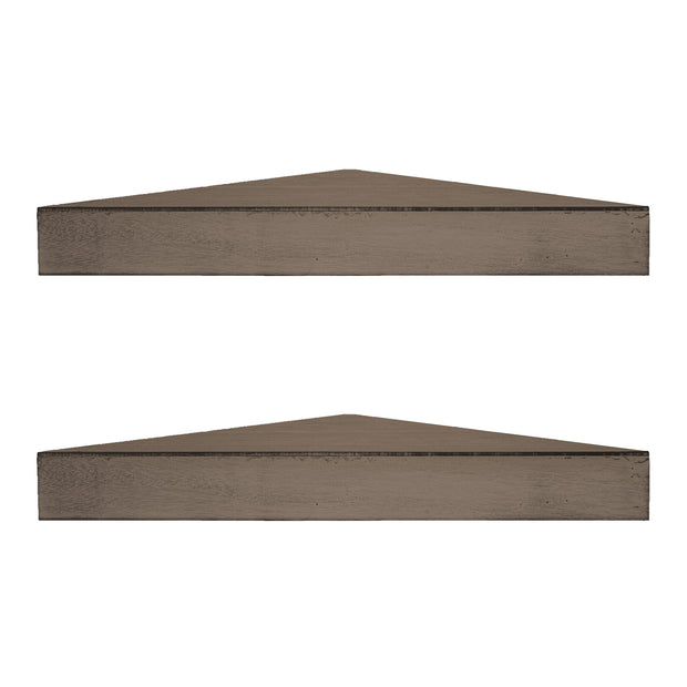 Wood Floating Corner Shelves (Set of 2) - Walnut Brown