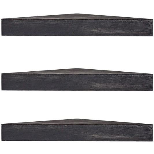Wood Floating Corner Shelves (Set of 3) - Black