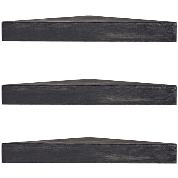 Wood Floating Corner Shelves (Set of 3) - Black