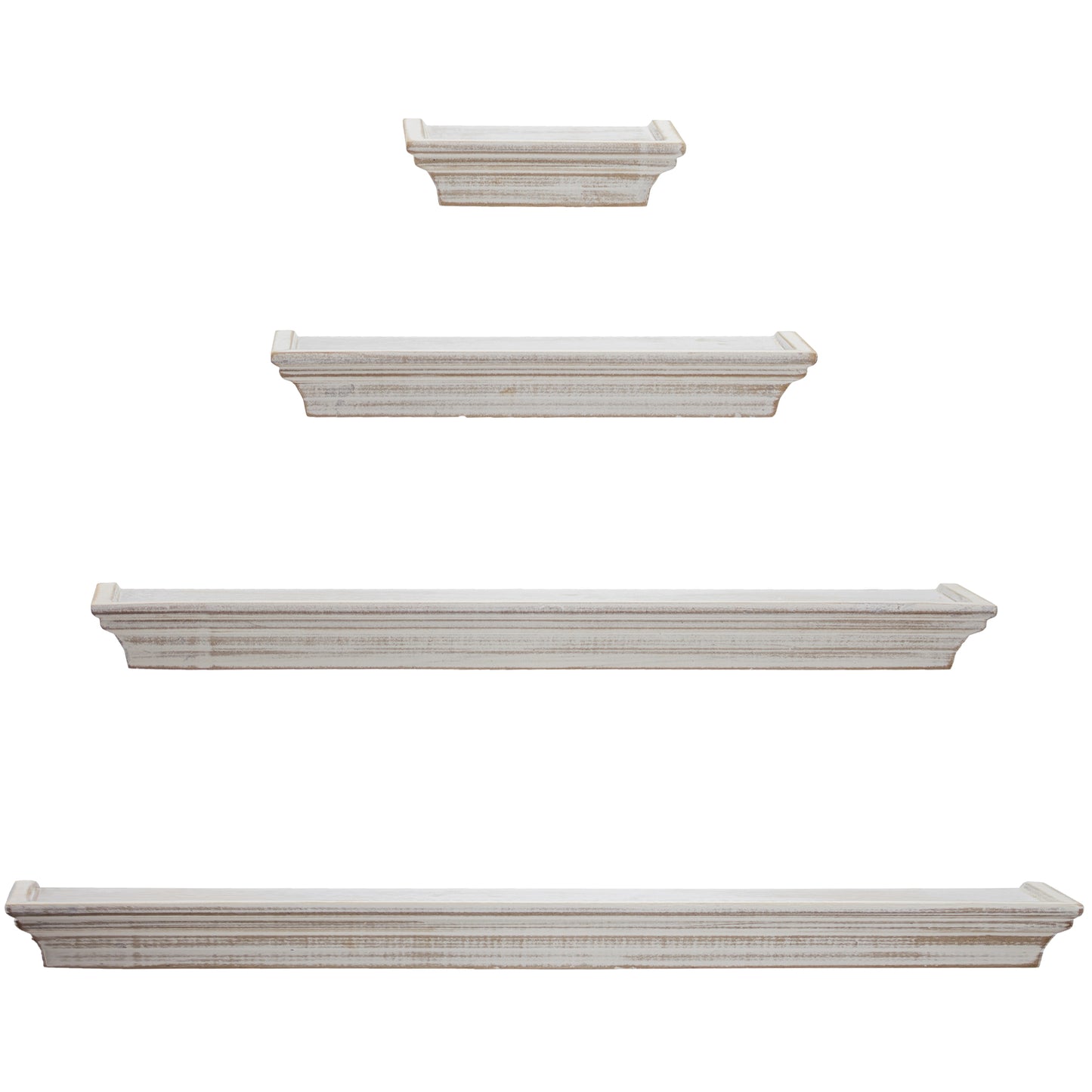 Floating Shelves with Crown Molding - White