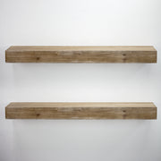 Rustic Wood Floating Wall Shelf - Large/Walnut Brown