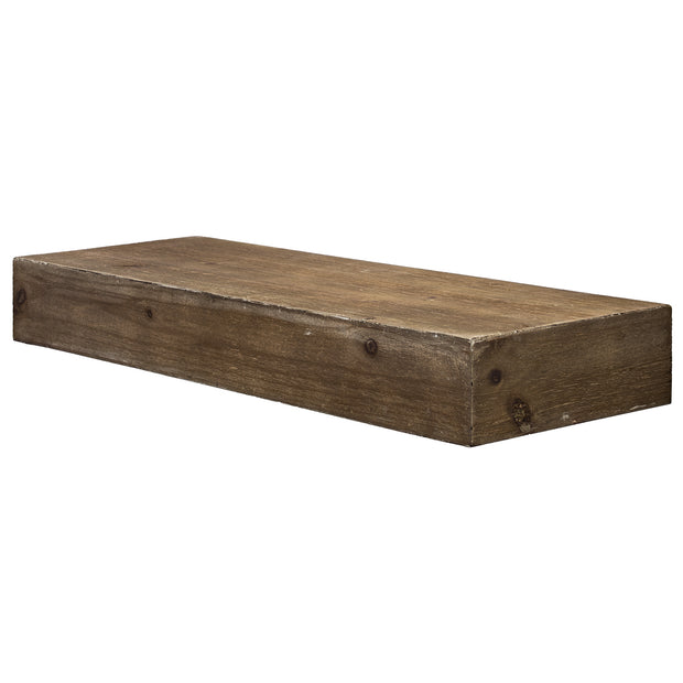 Rustic Wood Floating Wall Shelf - Small/Walnut Brown