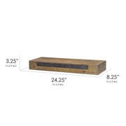 Rustic Wood Floating Wall Shelf - Small/Walnut Brown