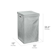 Collapsible Laundry Hamper with Removable Liners & Magnetic Lid – Grey (25.5” x 15”)
