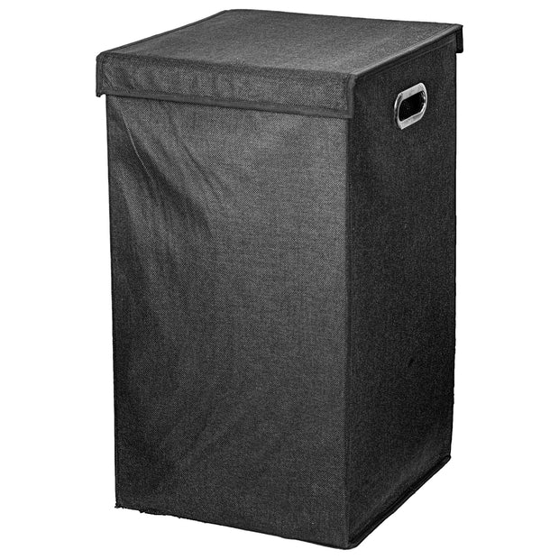 Collapsible Laundry Hamper with Removable Liners & Magnetic Lid – Black (25.5” x 15”)