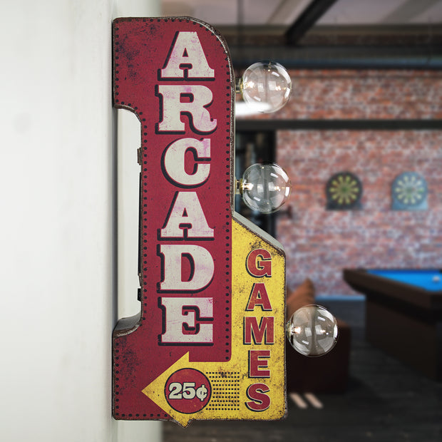 Vintage Arcade Games Mini LED Marquee Arrow Sign (12” x 5.25”)