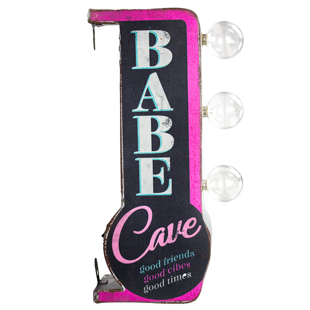 Babe Cave Vintage Mini LED Marquee Sign (12” x 5.25”)