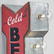 Cold Beer On Tap Vintage Mini LED Marquee Arrow Sign (12” x 5.25”)