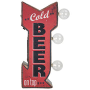 Cold Beer On Tap Vintage Mini LED Marquee Arrow Sign (12” x 5.25”)