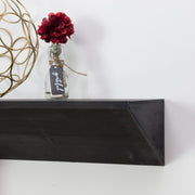 Large Wedge Wood Floating Wall Shelf - Black