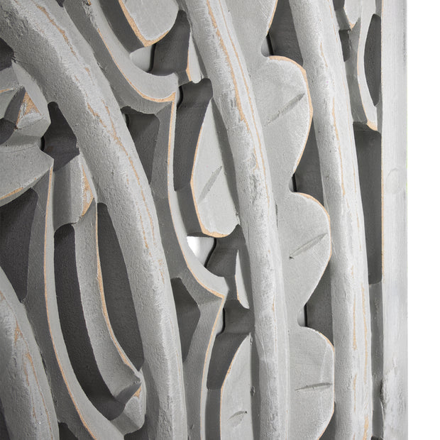 Carved Floral Wood Medallion Wall Art - Grey (30.5")
