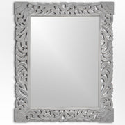 Hand-Carved Wood Medallion Accent Wall Mirror – Grey (25” x 31")