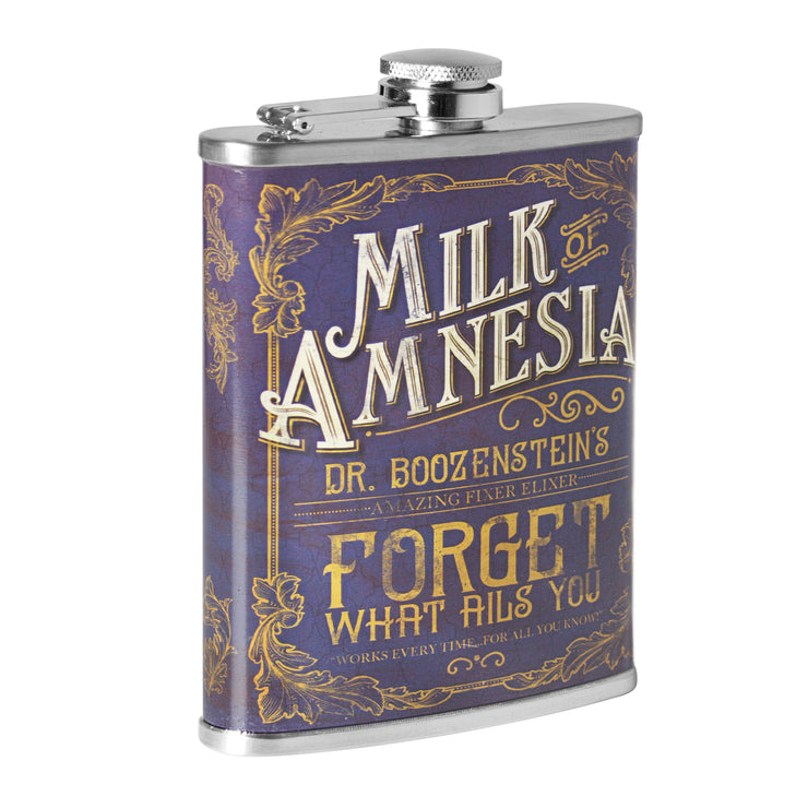 Milk of Amnesia Stainless Steel 8 oz Liquor Flask