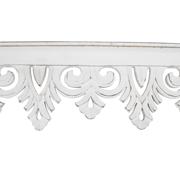 Hand-Carved Wood Floating Wall Shelf - Whitewashed (24”)