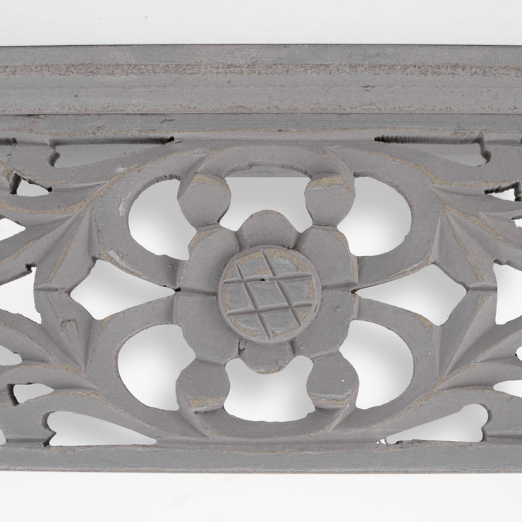 Hand-Carved Medallion Floating Wall Shelf - Grey (24”)