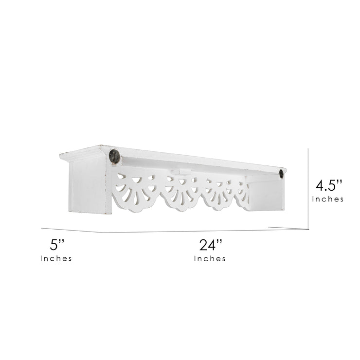 Carved Floral Medallion Wall Shelf - White