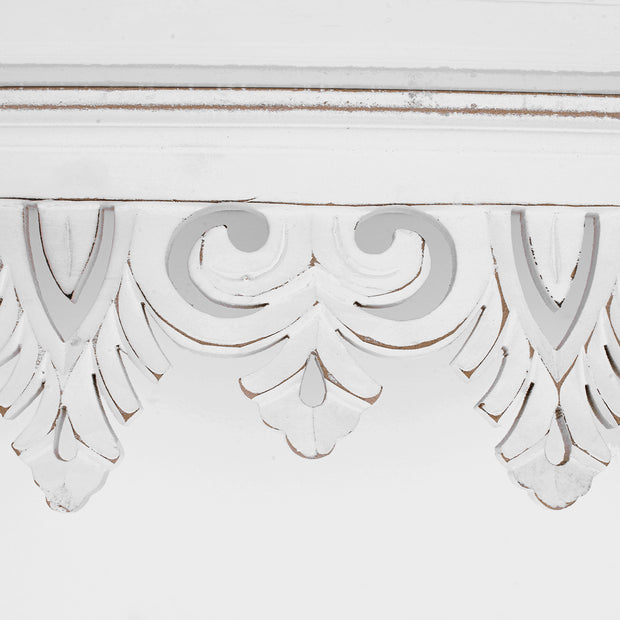 Hand-Carved Floating Wall Shelf - White (30”)