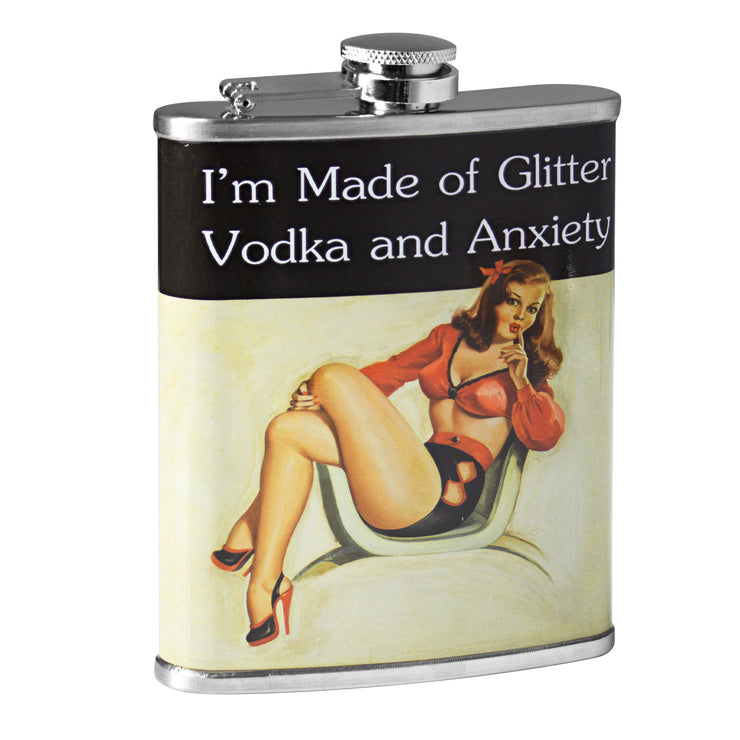 I’m Made of Glitter Vodka & Anxiety Stainless Steel 8 oz Liquor Flask