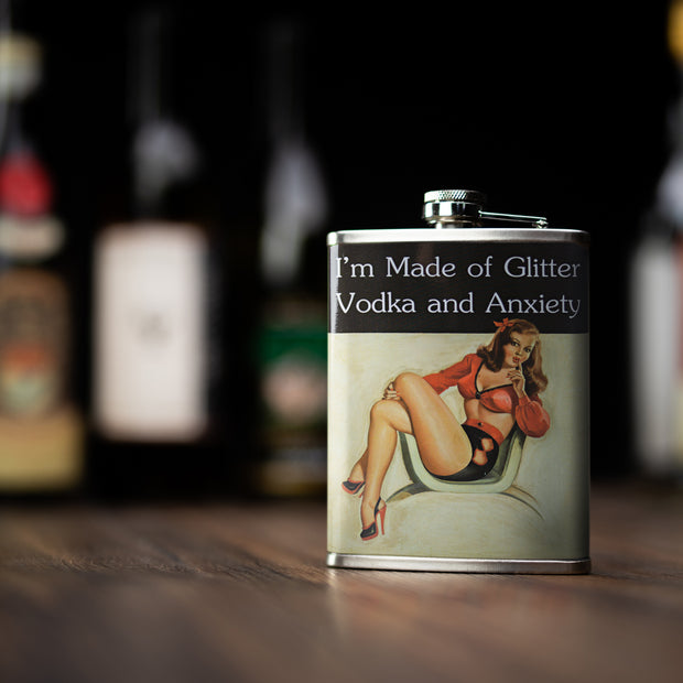 I’m Made of Glitter Vodka & Anxiety Stainless Steel 8 oz Liquor Flask