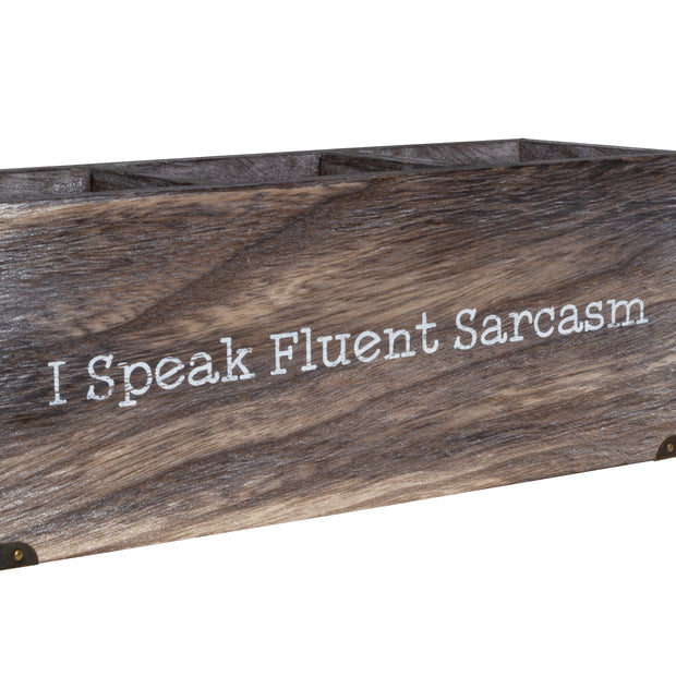 Novelty Wood Desk Organizer  for Pens & Office Supplies - I Speak Fluent Sarcasm