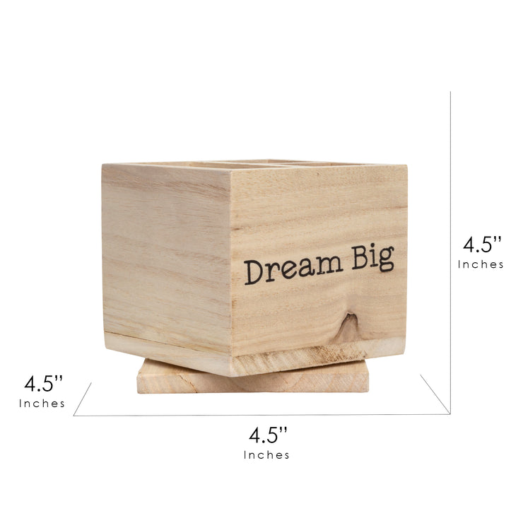 Rotating Wood Desk Organizer - Dream Big