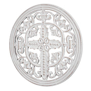 Arabesque and Cross Wall Medallion Home Decor – White (16”)