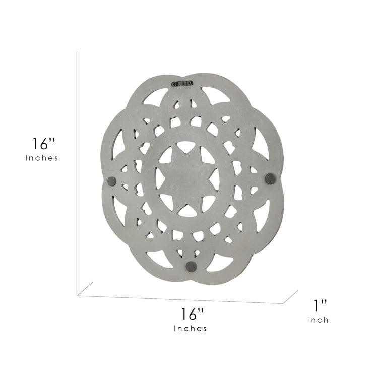 Floral Wall Medallion Home Decor – Gray (16”)