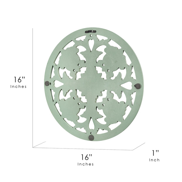 Floral Arabesque Wall Medallion – Light Green (16”)