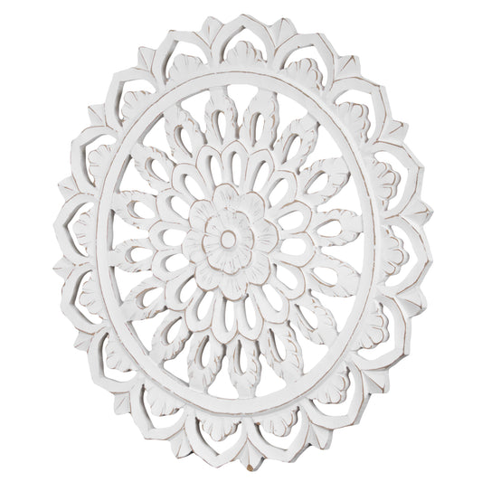 Floral Mandala Wall Medallion – White (24”)