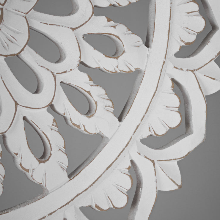 Floral Mandala Wall Medallion – White (24”)