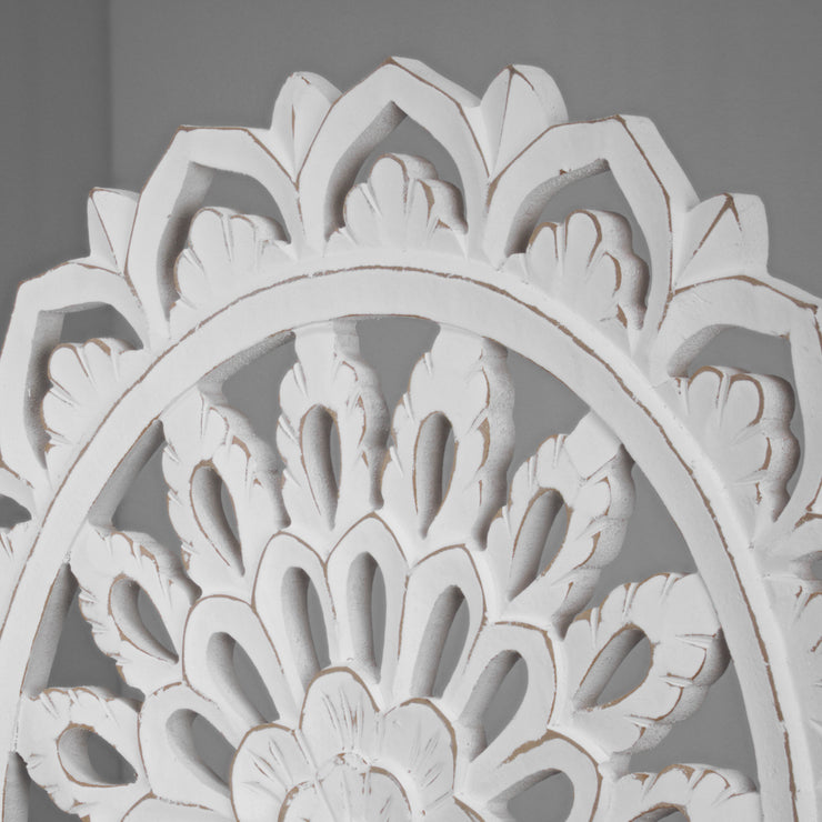 Floral Mandala Wall Medallion – White (24”)