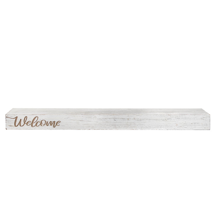 Floating Wall Shelf with “Welcome” Text Engraving