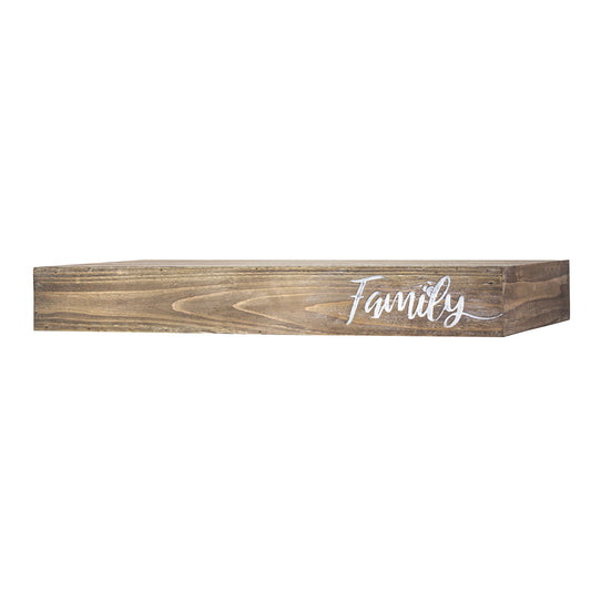 Floating Wall Shelf with “Family” Text Engraving