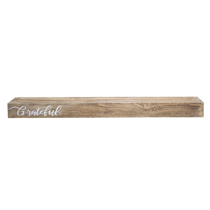 Floating Wall Shelf with “Grateful” Text Engraving