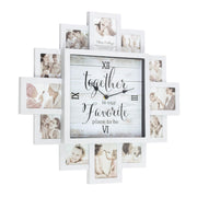 White Farmhouse Shabby-Chic "Together" Picture Frame Wall Collage Clock
