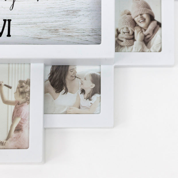 White Farmhouse Shabby-Chic "Memories" Picture Frame Wall Collage Clock