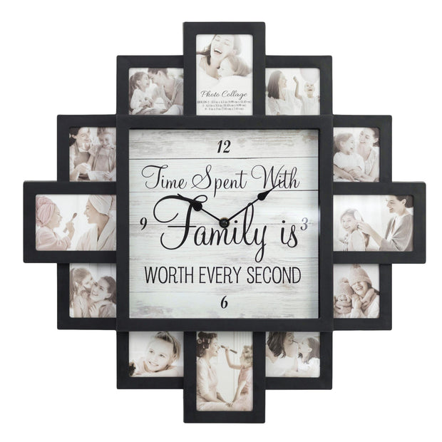 Black "Worth Every Second" Picture Frame Wall Collage Clock