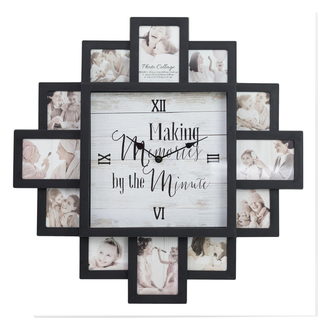 Black "Memories by the Minute" Picture Frame Wall Collage Clock