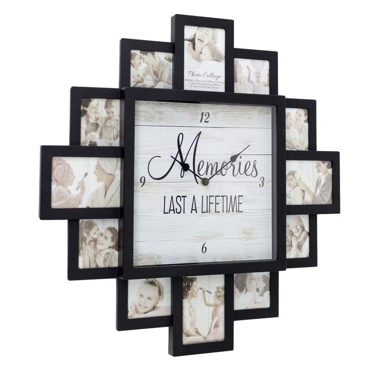 Black  "Lifetime Memories" Picture Frame Wall Collage Clock