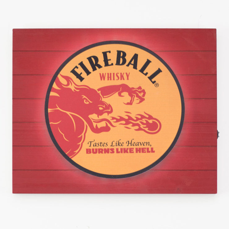 Fireball Whisky Vintage Metal Backlit LED Sign – 15" x 18"