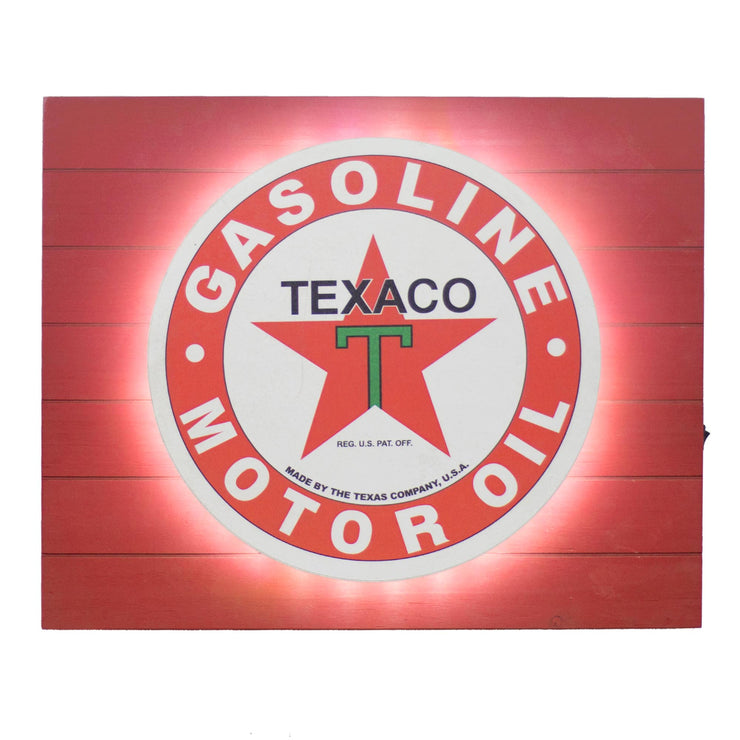 Vintage Texaco Gasoline & Motor Oil Metal Backlit LED Sign – 15" x 18"