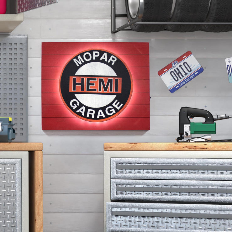 Vintage Mopar Hemi Metal Backlit LED Sign – 15" x 18"