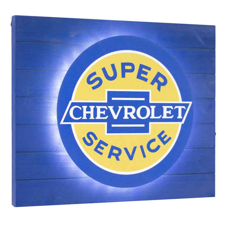 Vintage Chevrolet Super Service Metal Backlit LED Sign – 15" x 18"