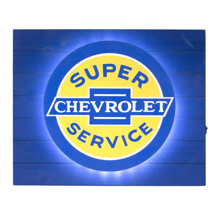 Vintage Chevrolet Super Service Metal Backlit LED Sign – 15" x 18"