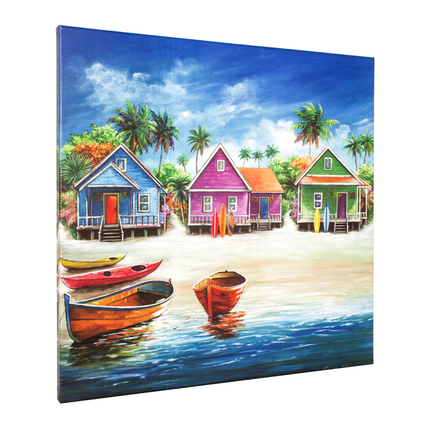 Coastal Cabins Outdoor Canvas Art Print - 35x35